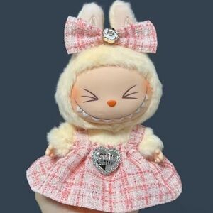 Labubu Light Pink Orange Dress Head Bow Luxury Designer Inspired Outfit Dress